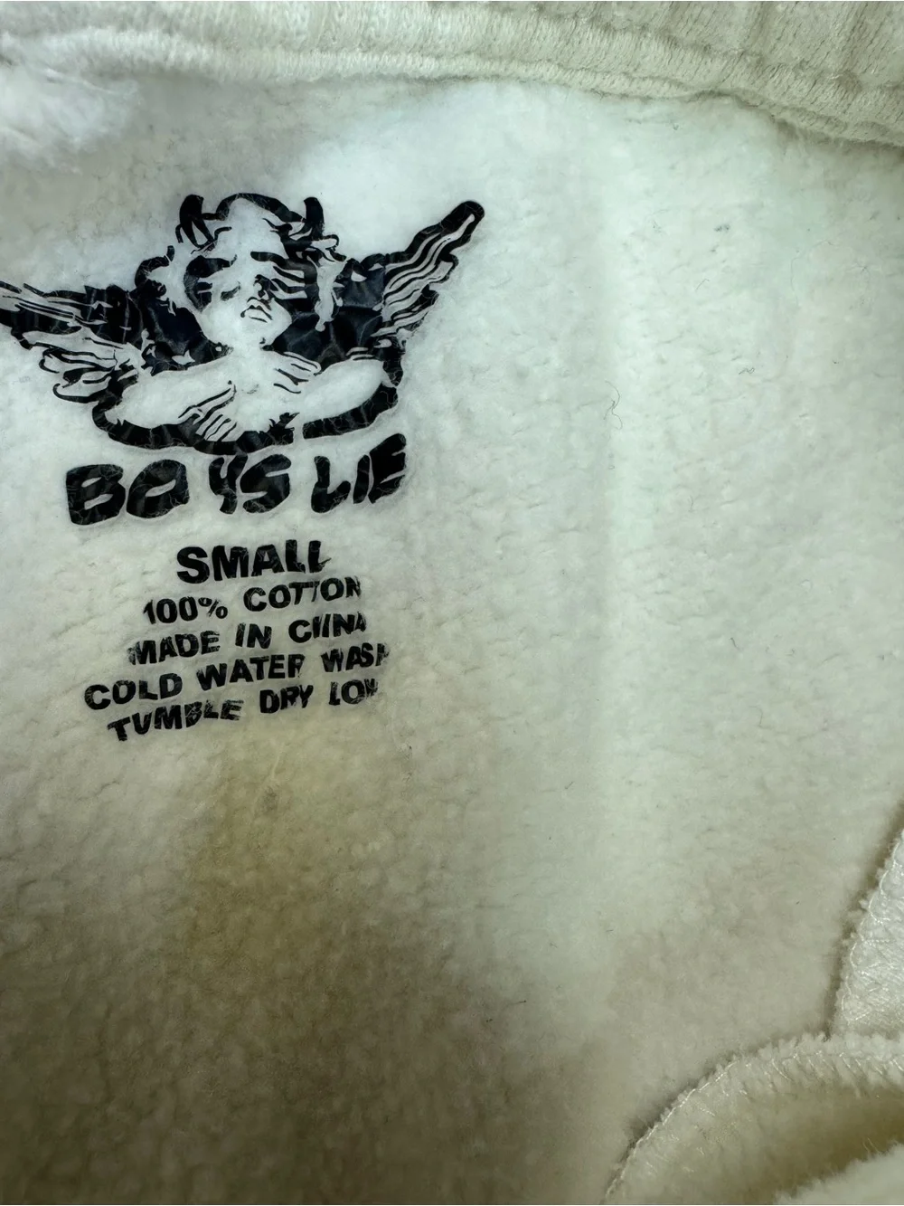 Boys Lie Sweatpants Women’s Size Small White Baggy Wide Leg Cupid